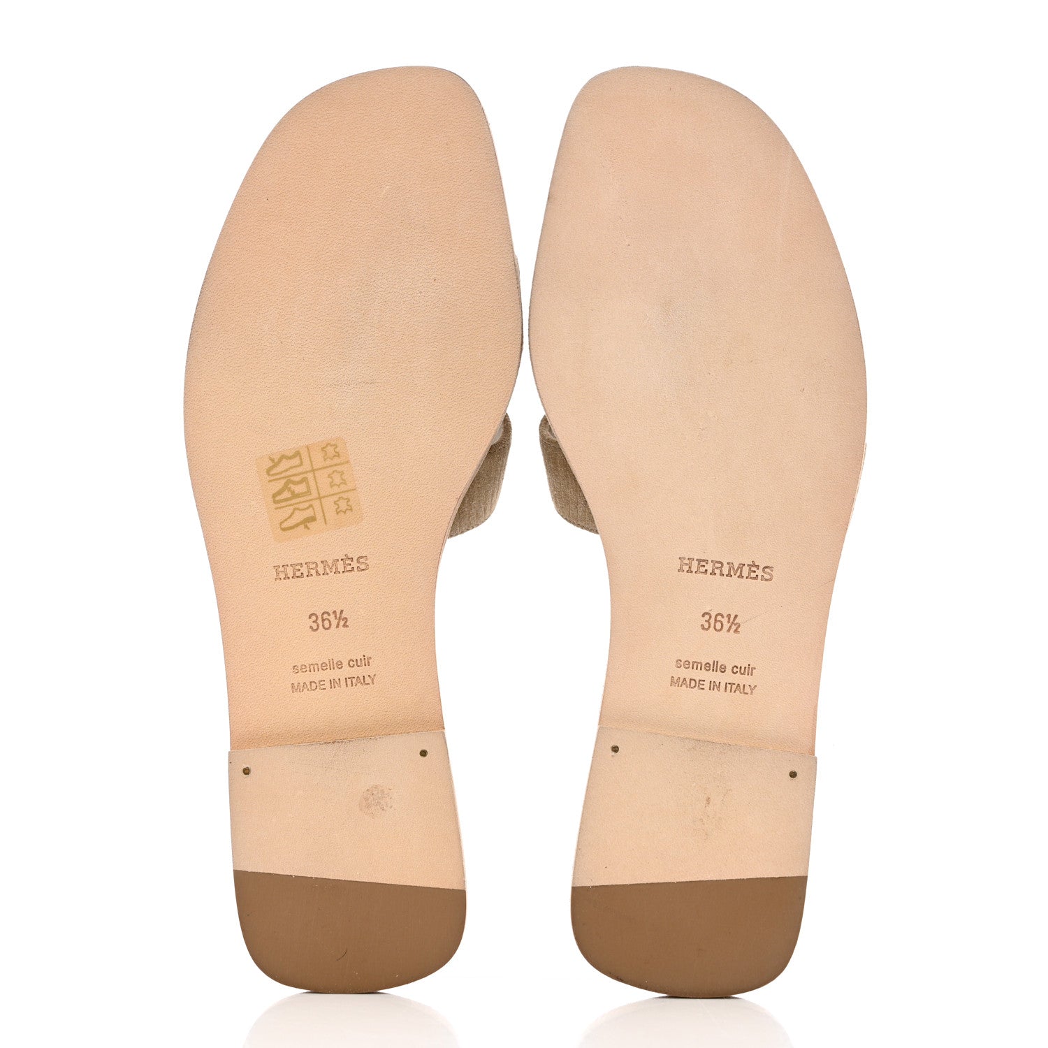 Hermes Suede Goatskin Oran Sandals 36.5 Beige Sable 5 of 9