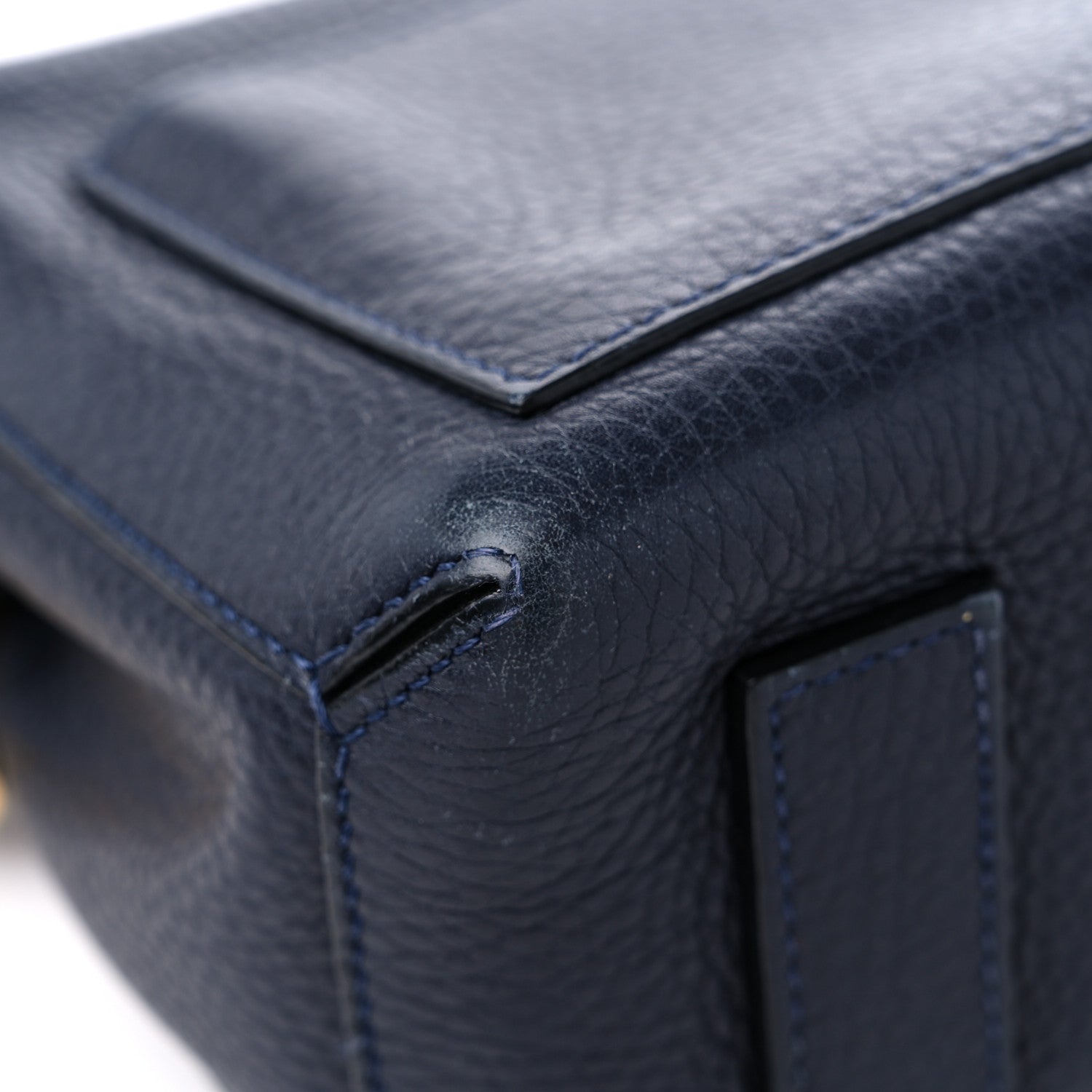 Lanvin Grained Calfskin Box Messenger Bag Navy 9 of 18