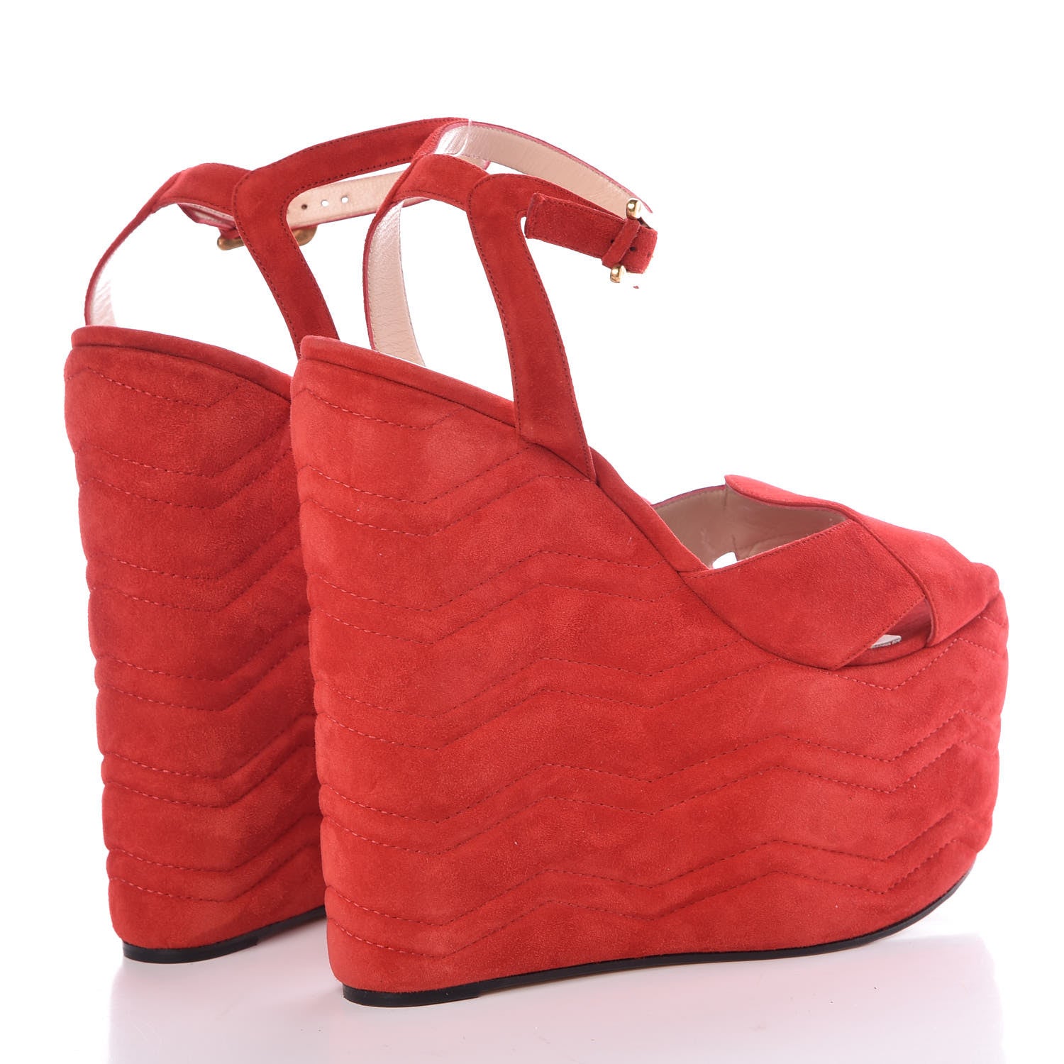 Gucci Suede Sally Platforms 41.5 Hibiscus Red 4 of 7