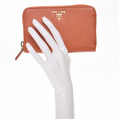 Prada Saffiano Zip Around Wallet Papaya 2 of 8