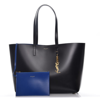 Saint Laurent Calfskin Classic Monogram Double Face Tote Nero Blue Majorelle 3 of 9