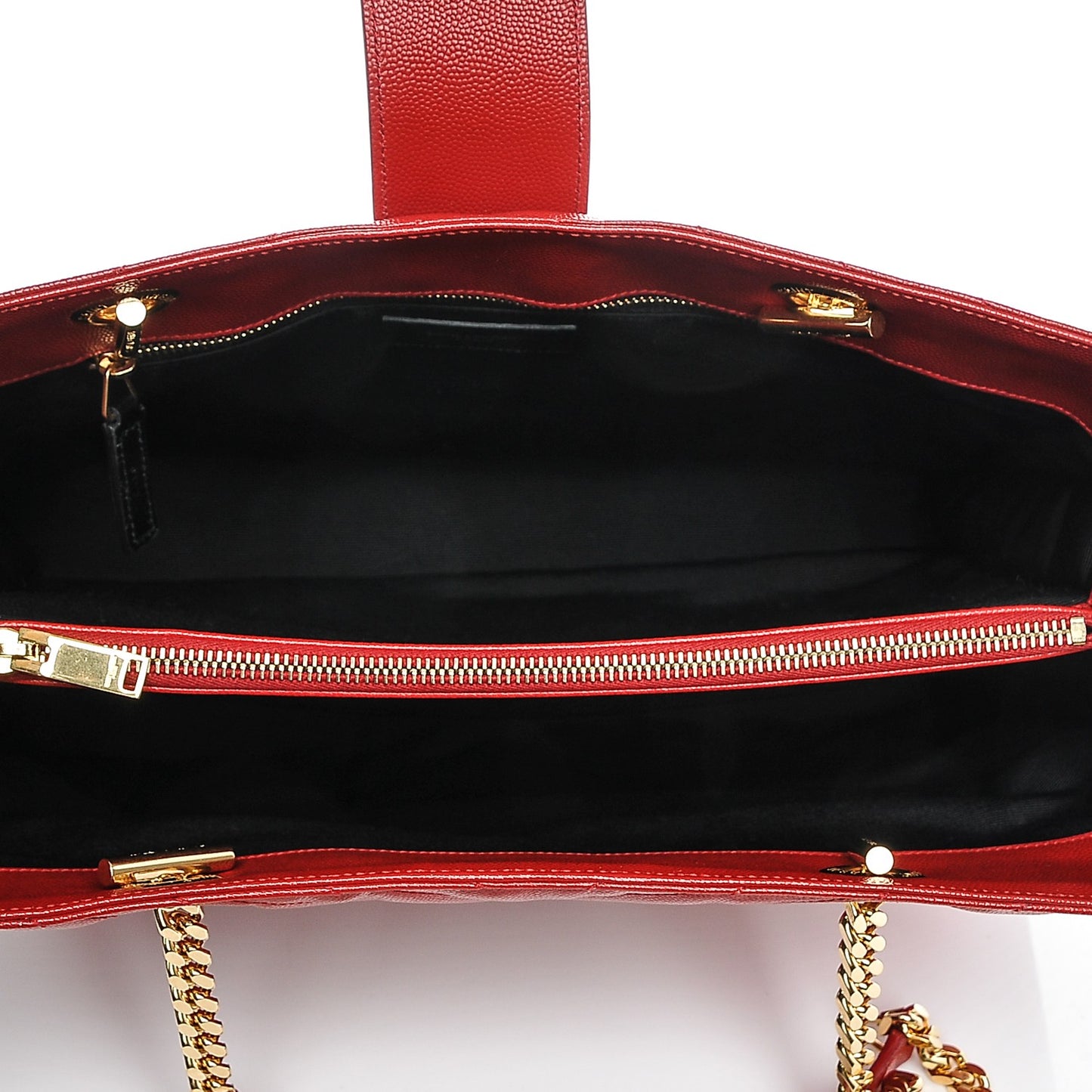 Grain De Poudre Matelasse Chevron Monogram Shopping Bag Red
