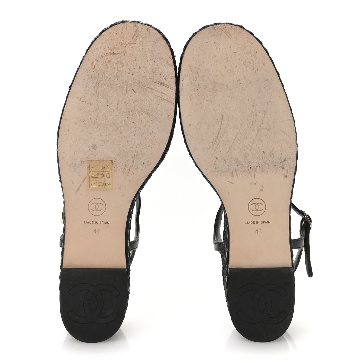 Lambskin Grosgrain CC Espadrilles Wedges 41 Black