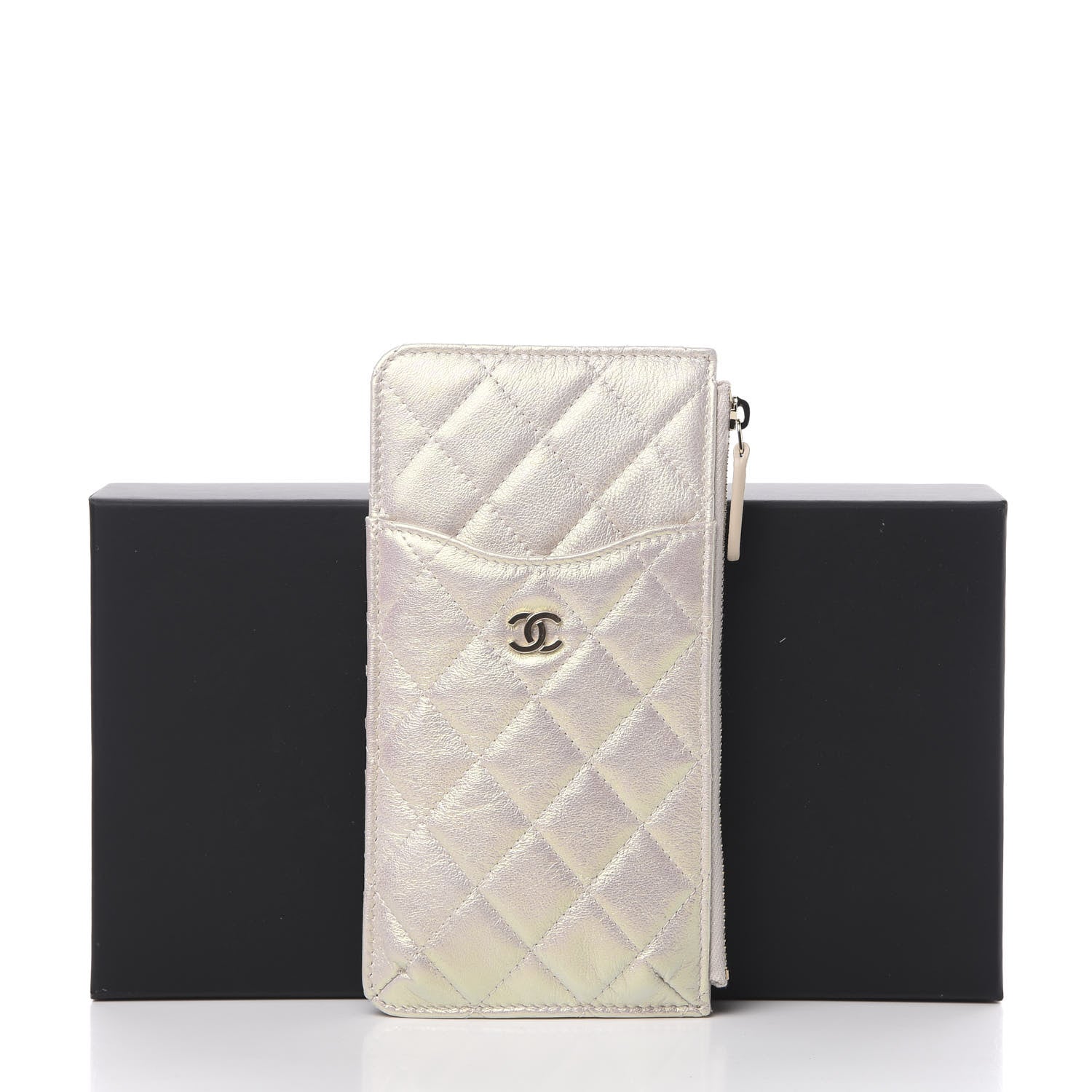 Chanel Iridescent Lambskin Quilted Classic Flat Wallet Pouch Ivory 8 of 8