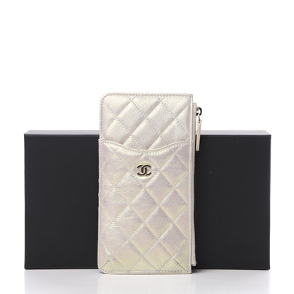Chanel Iridescent Lambskin Quilted Classic Flat Wallet Pouch Ivory 8 of 8