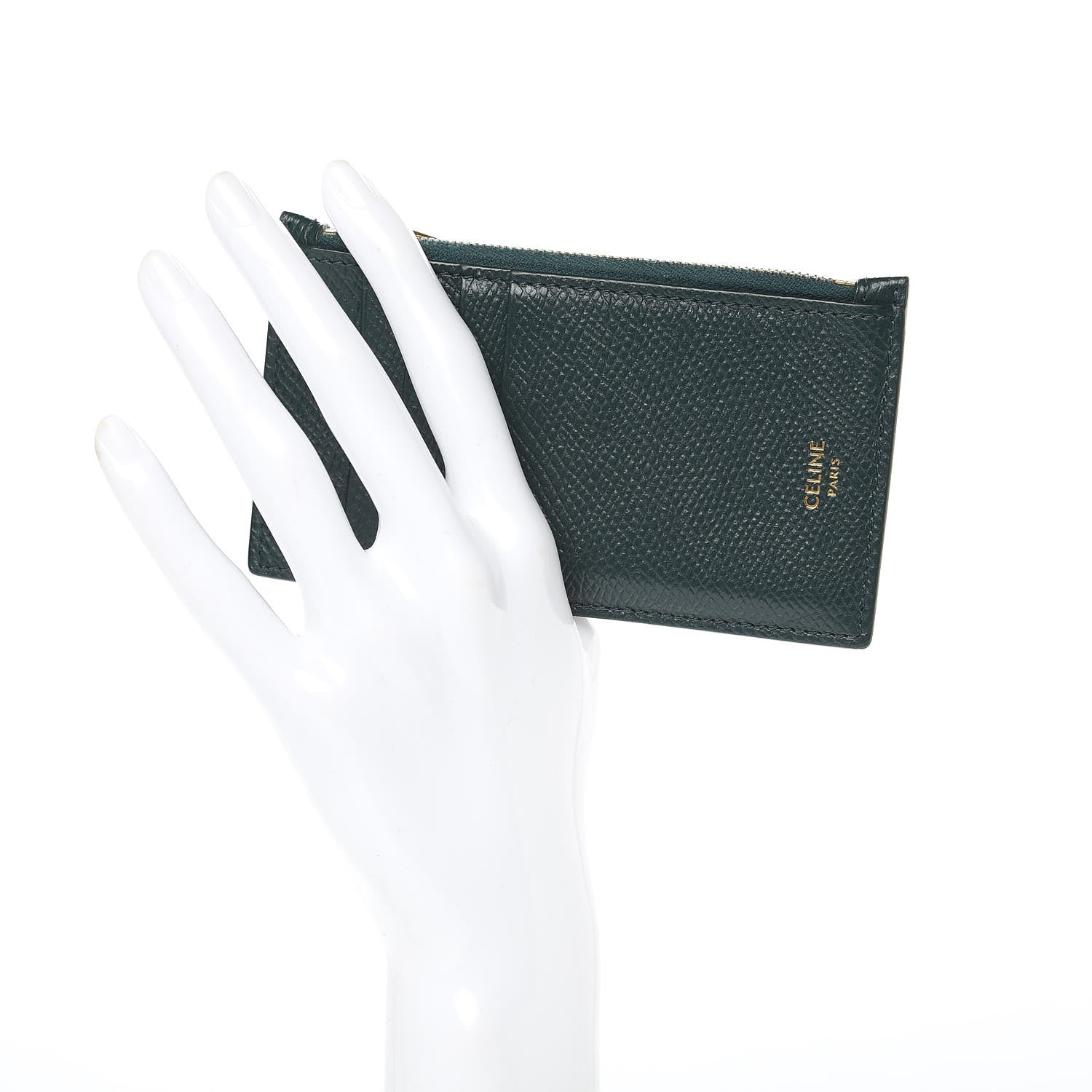 Celine Grained Calfskin Zipped Card Holder Amazone 2 of 8