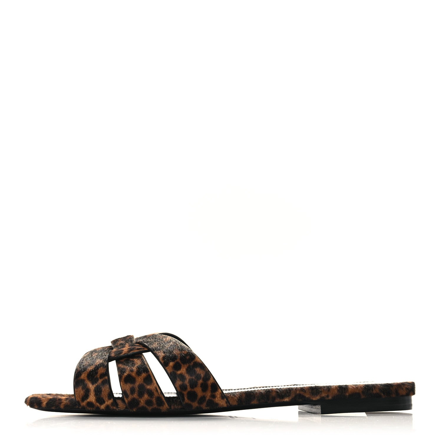 Saint Laurent Calf Hair Leopard Print Tribute 05 Slide Sandals 36 Manto Natural 1 of 9