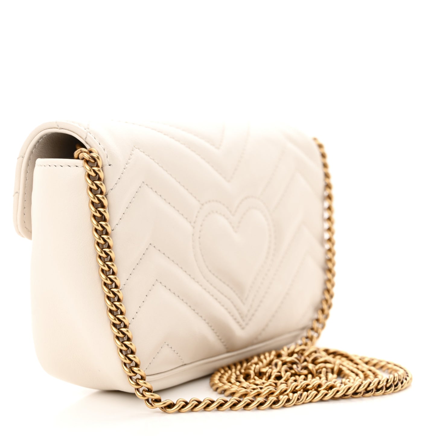 Calfskin Matelasse Super Mini GG Marmont Shoulder Bag White