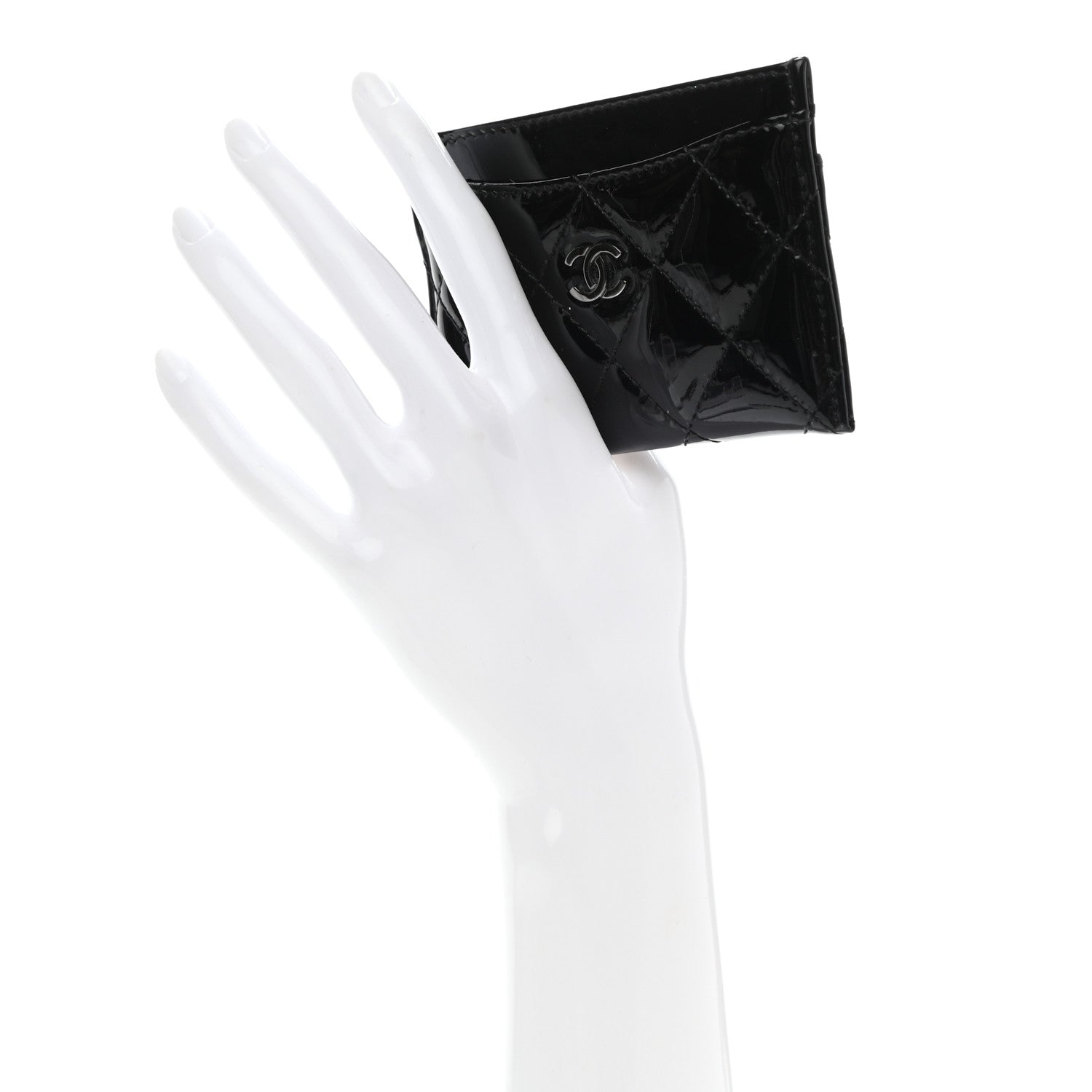 Chanel Patent Calfskin Quilted Card Holder Black 2 of 9