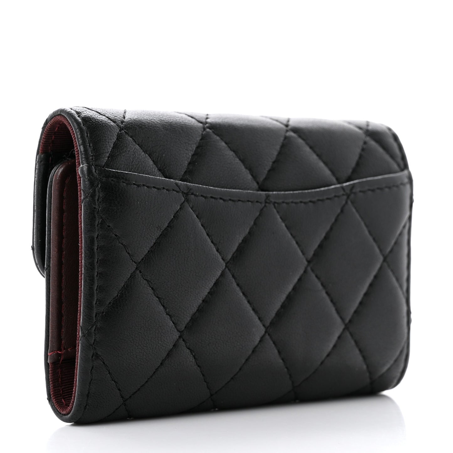 Lambskin Quilted 4 Key Holder Black