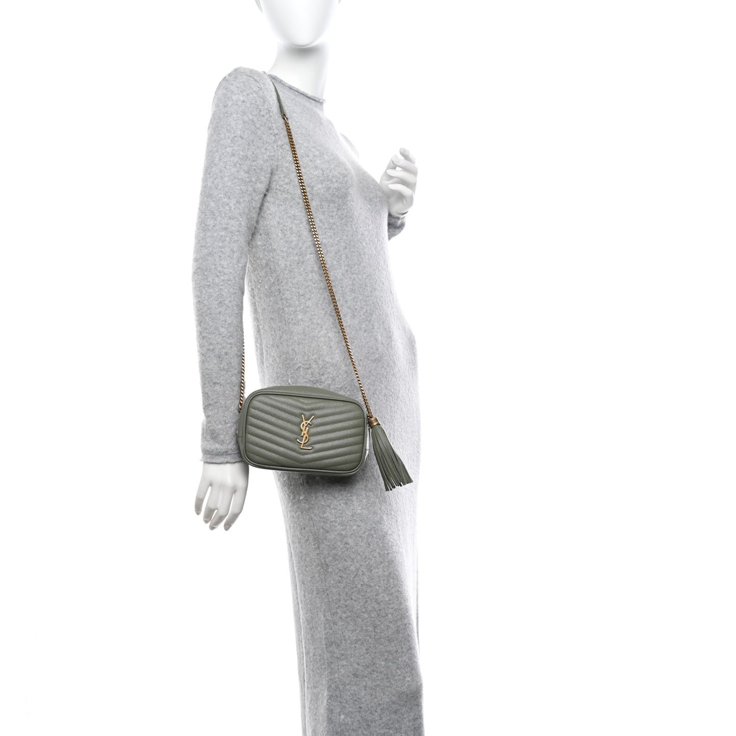 Grain De Poudre Matelasse Monogram Mini Lou Camera Bag Light Sage