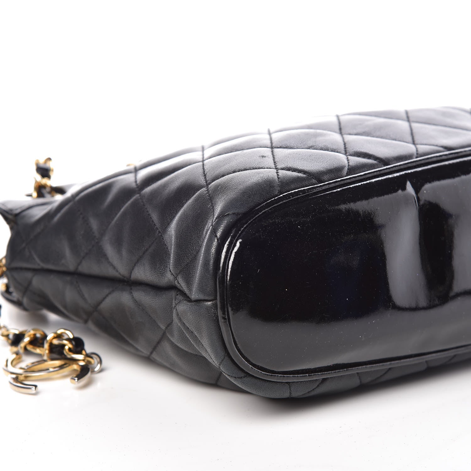 Chanel Lambskin Patent Quilted Shoulder Bag Black 9 of 10