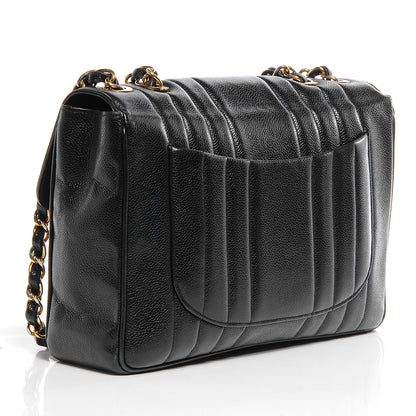 Chanel Caviar Vertical Quilt Jumbo Flap Black 3 of 9