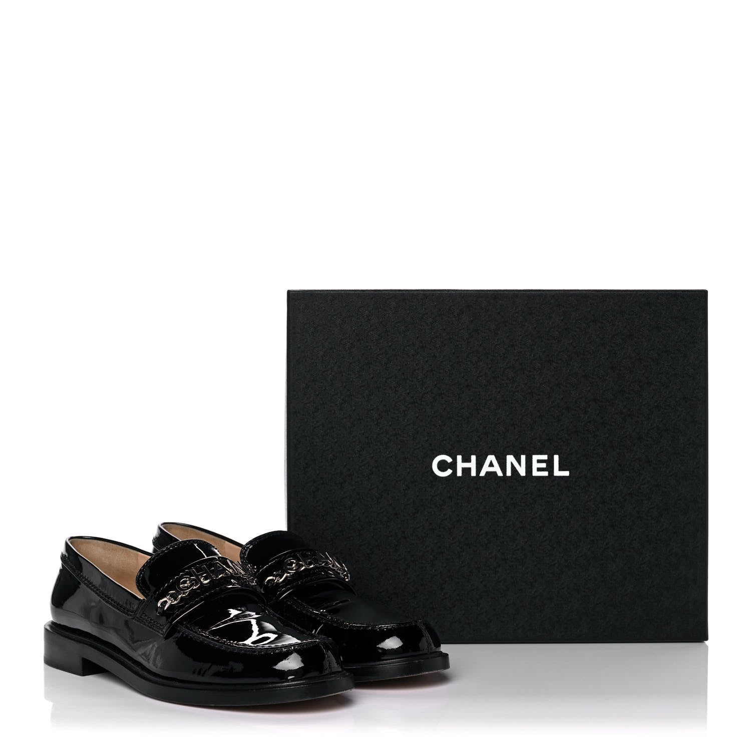 Chanel Patent Calfskin Logo Loafers 40 Black 12 of 12