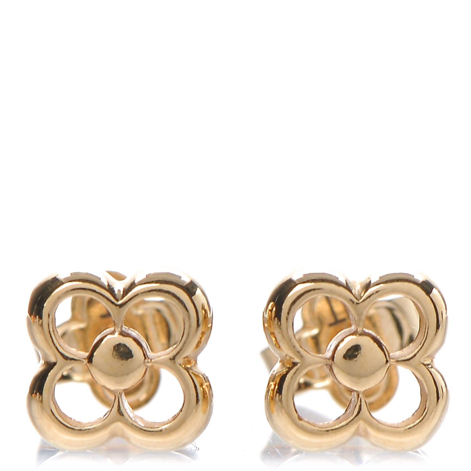 Louis Vuitton Brass Flower Full Stud Earrings Gold 1 of 5