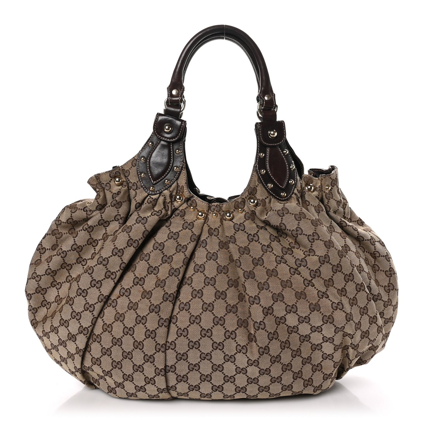 Monogram Studded Pelham Tote Dark Brown