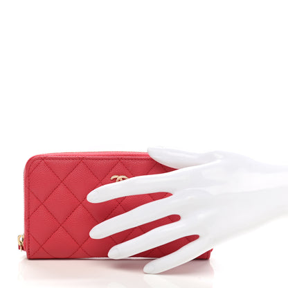 Chanel Caviar Quilted Medium Zip Around Wallet Dark Pink 2 of 8