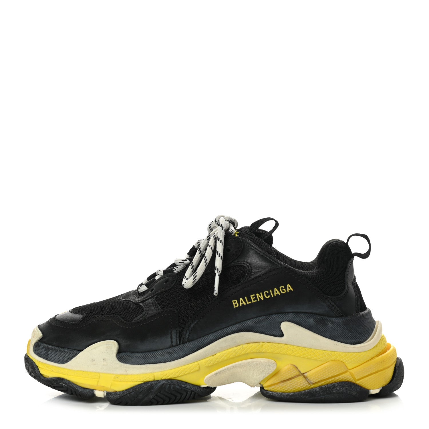 Balenciaga Fabric Mesh Womens Triple S Sneakers 41 Black Yellow 1 of 8