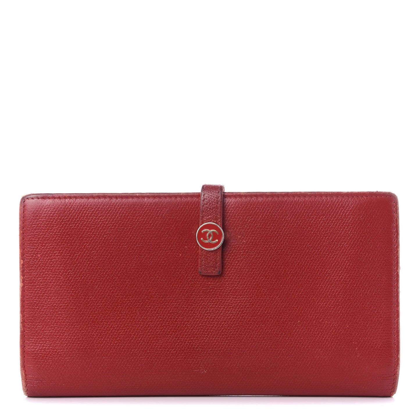 Grained Calfskin CC Long Wallet Red