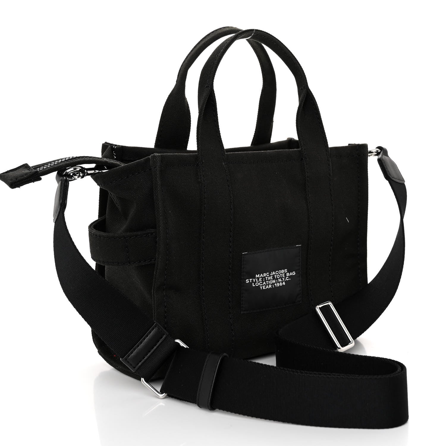 Marc Jacobs Cotton Canvas Small The Traveler Tote Bag Black 3 of 8