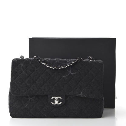 Chanel Denim Quilted CC Print Jumbo Single Flap Black 6 of 11