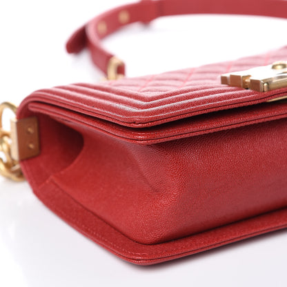 Chanel Caviar Quilted Small Boy Flap Dark Red 9 of 10