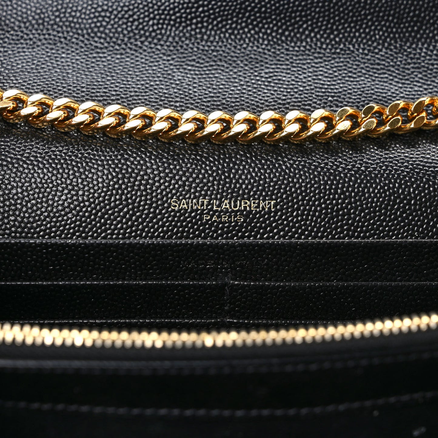 Grain De Poudre Matelasse Chevron Monogram Chain Wallet Black