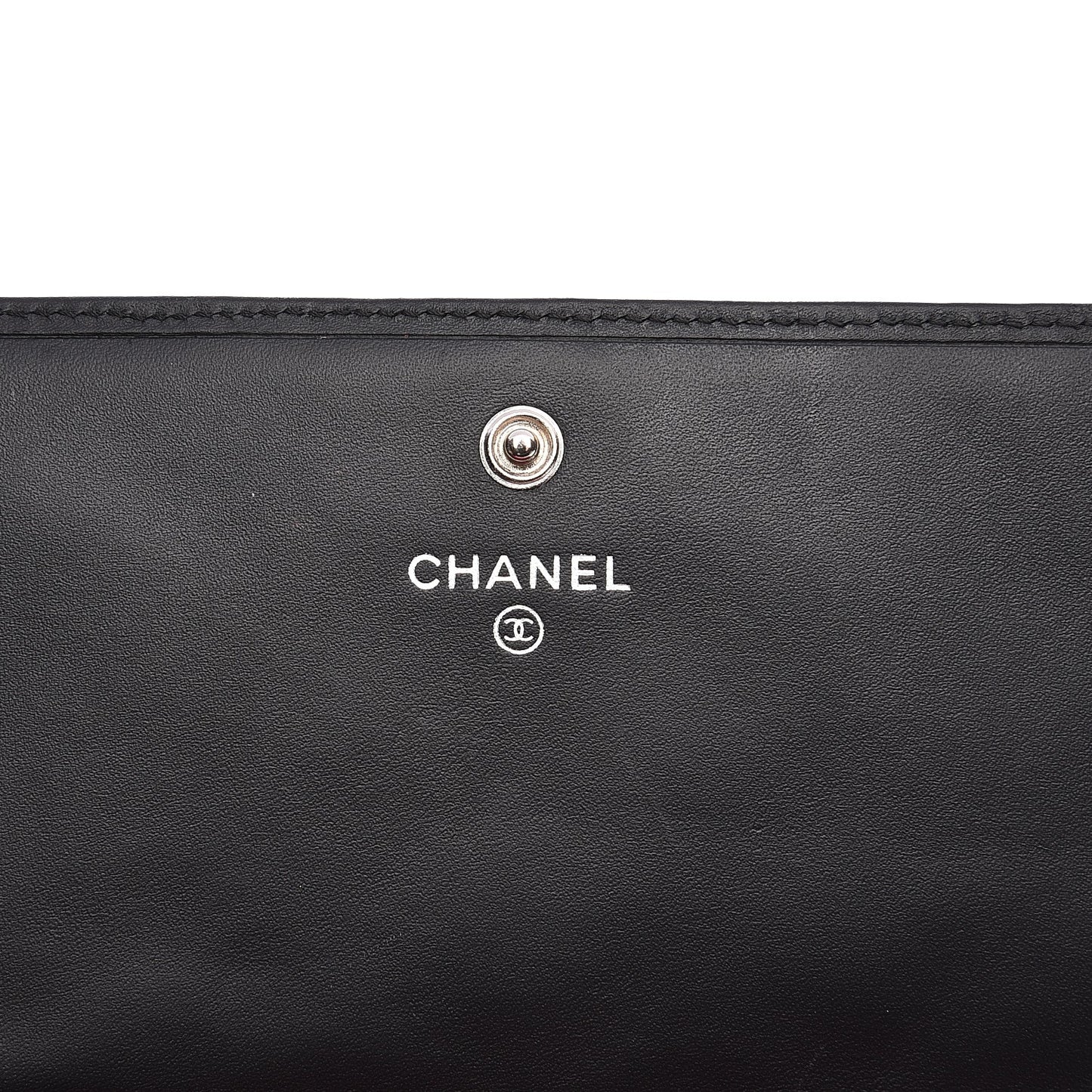 Calfskin Quilted Cambon Flap Wallet Black
