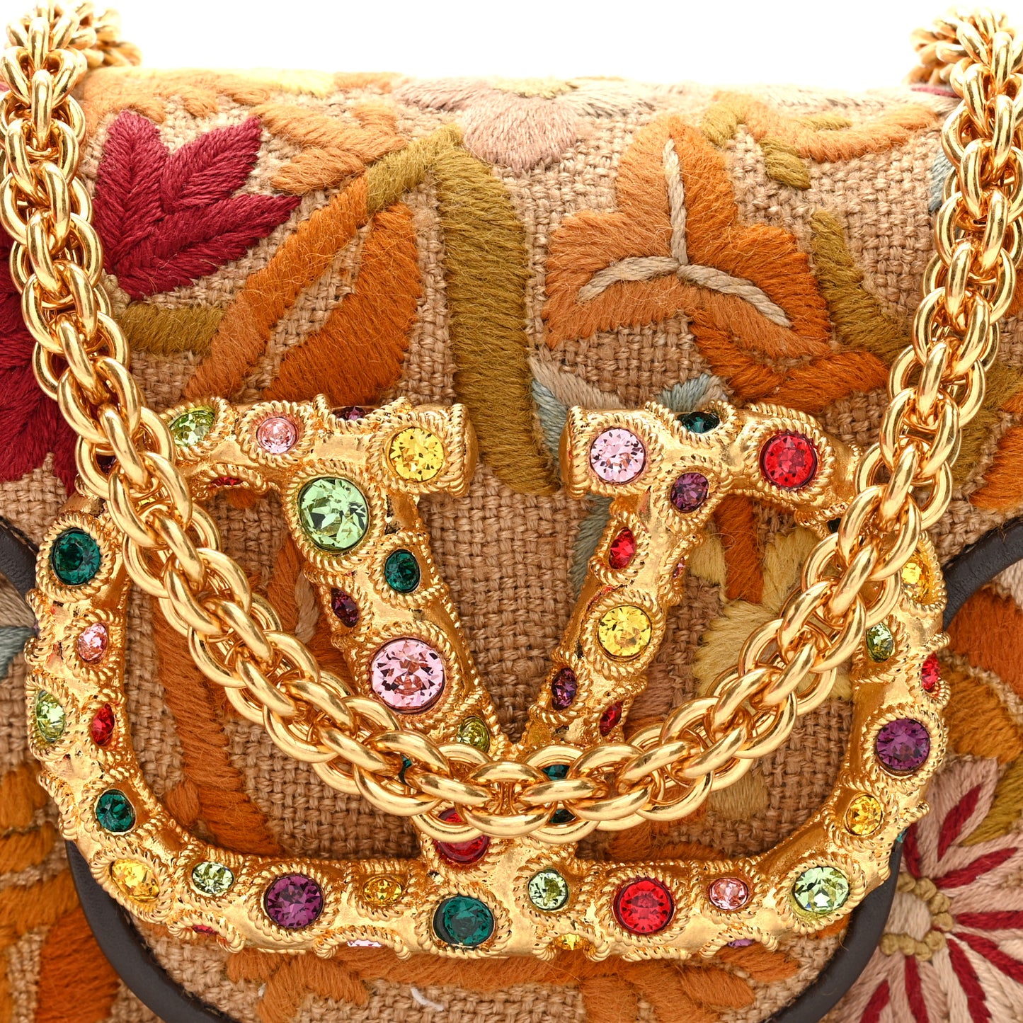 Fabric Karung Crystal Embroidered Vlogo Small Loco Shoulder Bag Multicolor