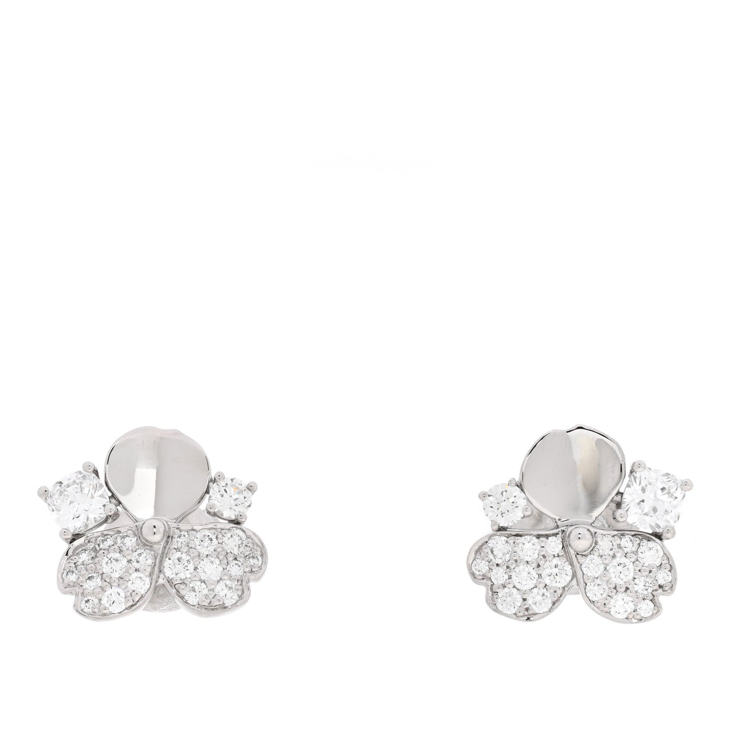 Platinum Diamond Paper Flowers Cluster Earrings