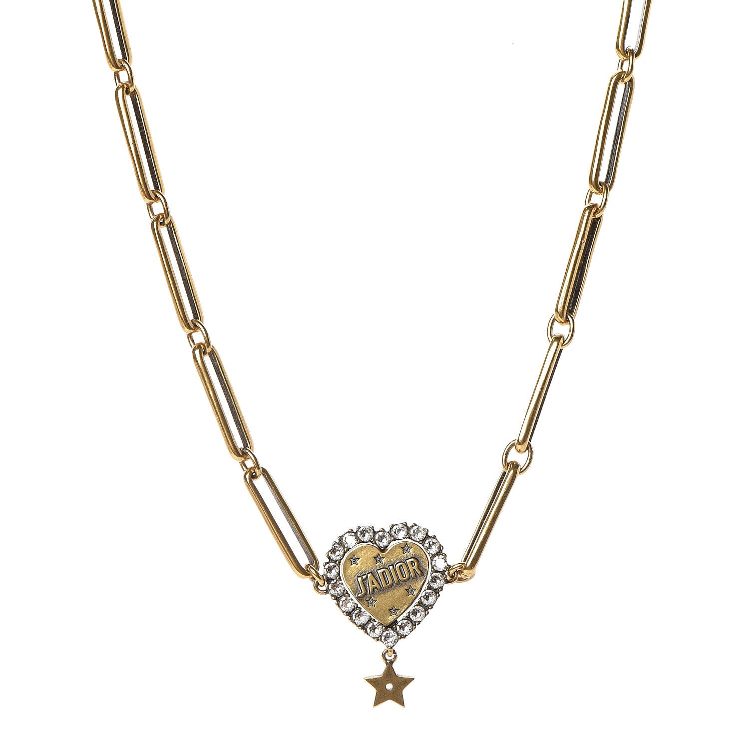 Christian Dior Metal Crystal Heart J'adior Choker Necklace Aged Gold 1 of 5