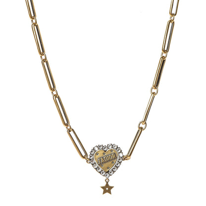 Christian Dior Metal Crystal Heart J'adior Choker Necklace Aged Gold 1 of 5