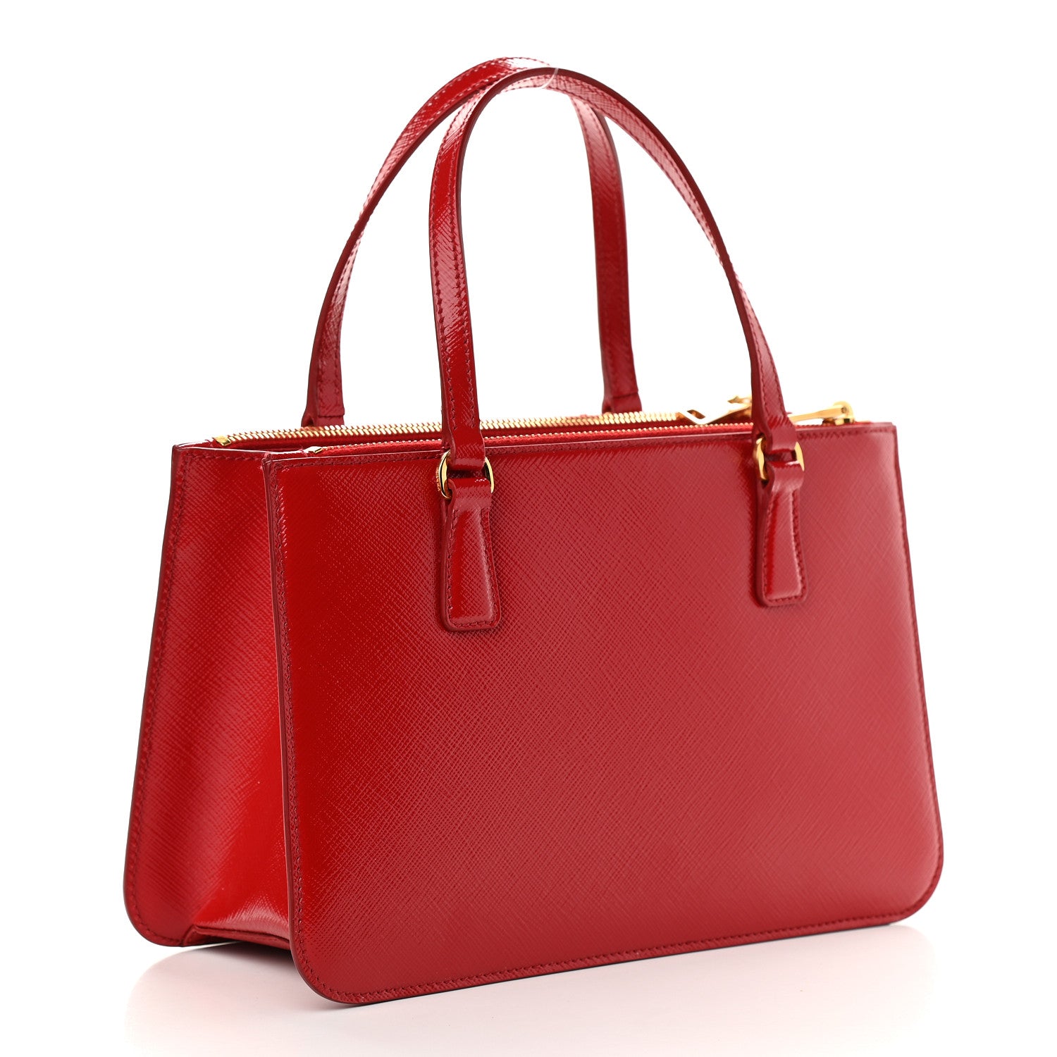 Prada Saffiano Vernice Mini Double Zip Tote Rosso 3 of 12