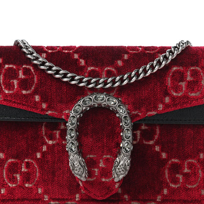 Gucci Velvet GG Monogram Super Mini Dionysus Shoulder Bag Red Cipria Black 9 of 9