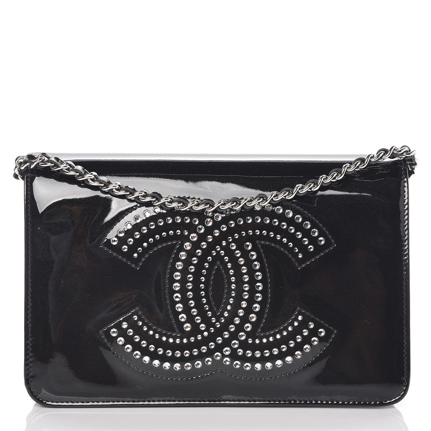 Patent Strass Wallet On Chain WOC Black
