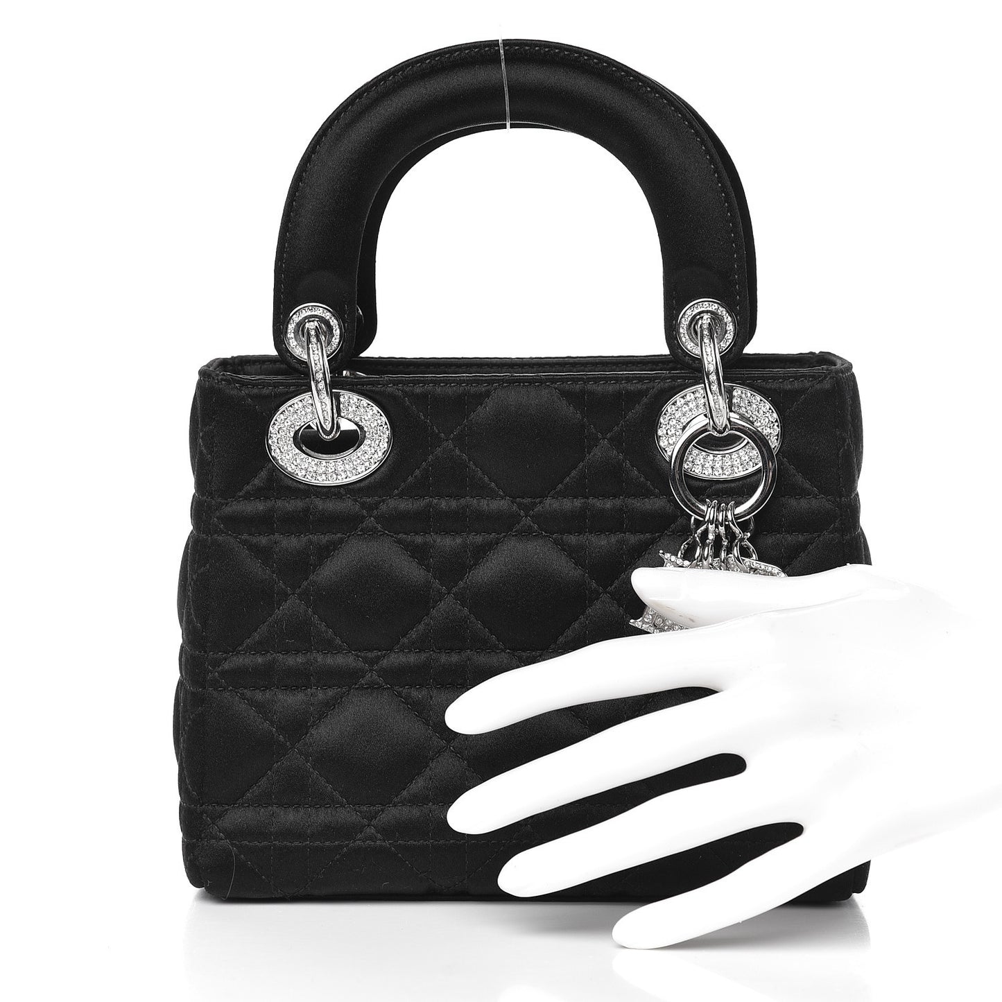 Satin Swarovski Crystal Cannage Mini Lady Dior Black