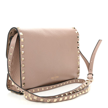 Valentino Garavani Pebbled Calfskin Medium Rockstud Flip Lock Crossbody Bag Poudre 3 of 11