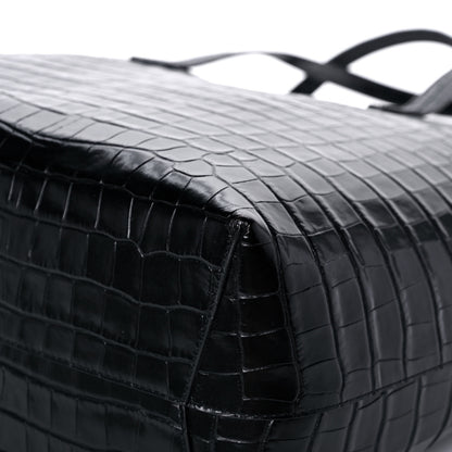 Mansur Gavriel Calfskin Crocodile Embossed Large Shopping Tote Black 9 of 12