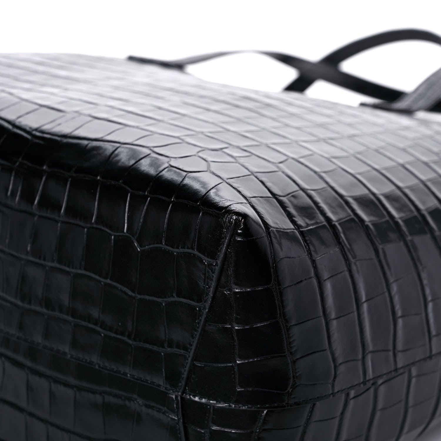 Mansur Gavriel Calfskin Crocodile Embossed Large Shopping Tote Black 9 of 12