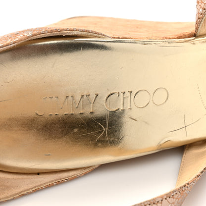 Jimmy Choo Metallic Calfskin Cork Portia 120 Wedge Sandals 38.5 Gold 10 of 14