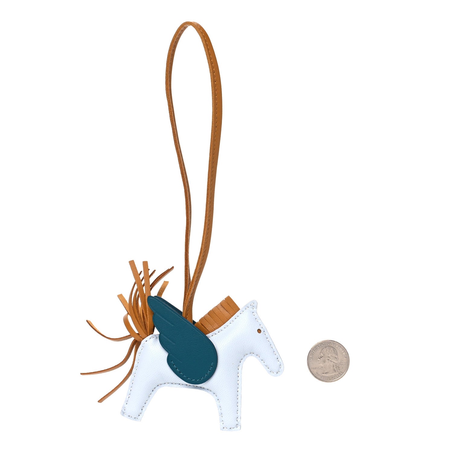 Hermes Milo Lambskin Grigri Rodeo Pegase Horse Bag Charm PM Bleu Brume Sesame Vert Bosphore 2 of 4