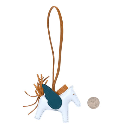 Hermes Milo Lambskin Grigri Rodeo Pegase Horse Bag Charm PM Bleu Brume Sesame Vert Bosphore 2 of 4
