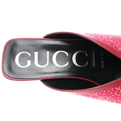 Gucci Moire Fabric Malaga Kid Crystal GG Monogram Square G 95mm Slide Sandals 38 Dark Cherry Red 6 of 9