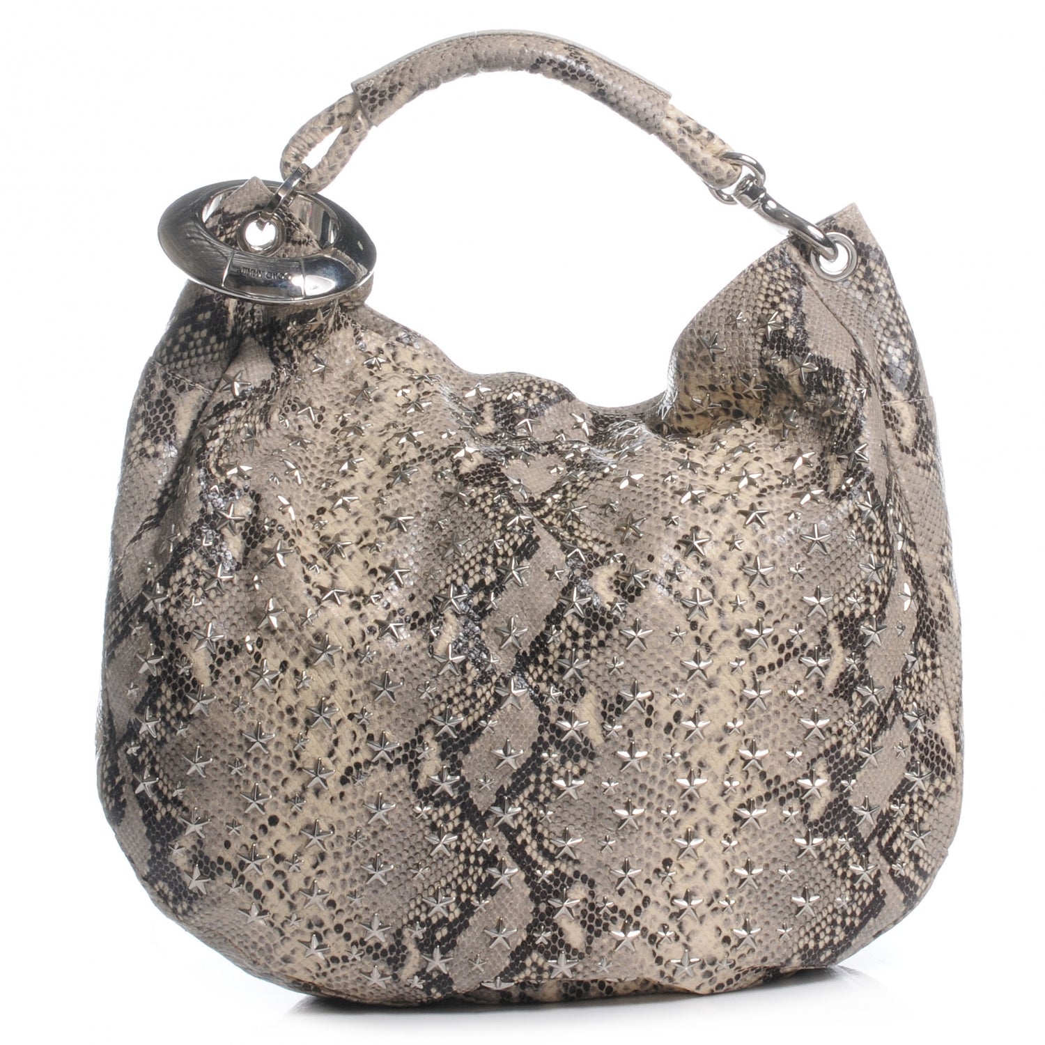 Jimmy Choo Snake Embossed Star Studded Sky Hobo Natural 1 of 6