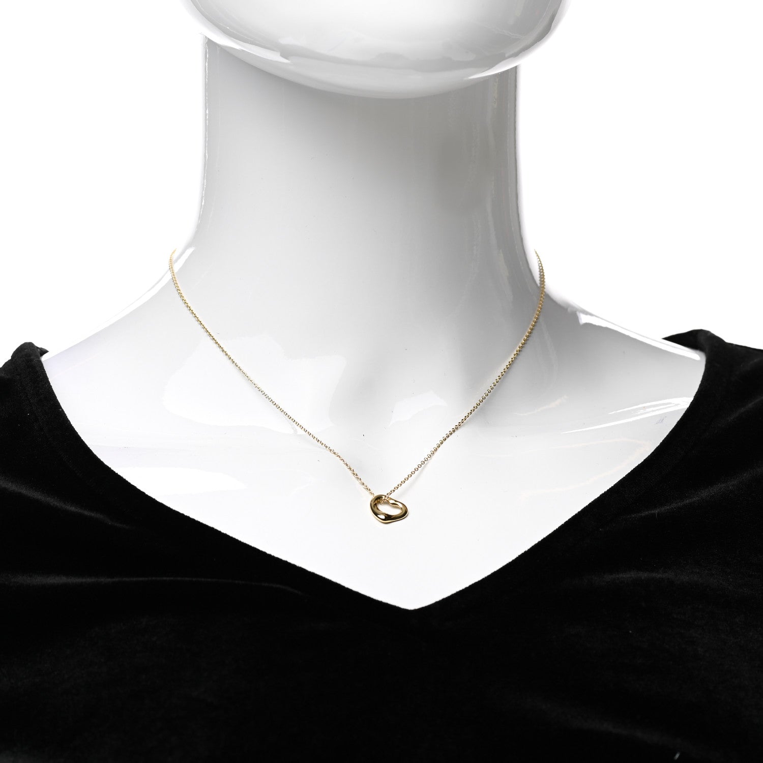 Tiffany 18K Yellow Gold 11mm Elsa Peretti Open Heart Pendant Necklace 2 of 7