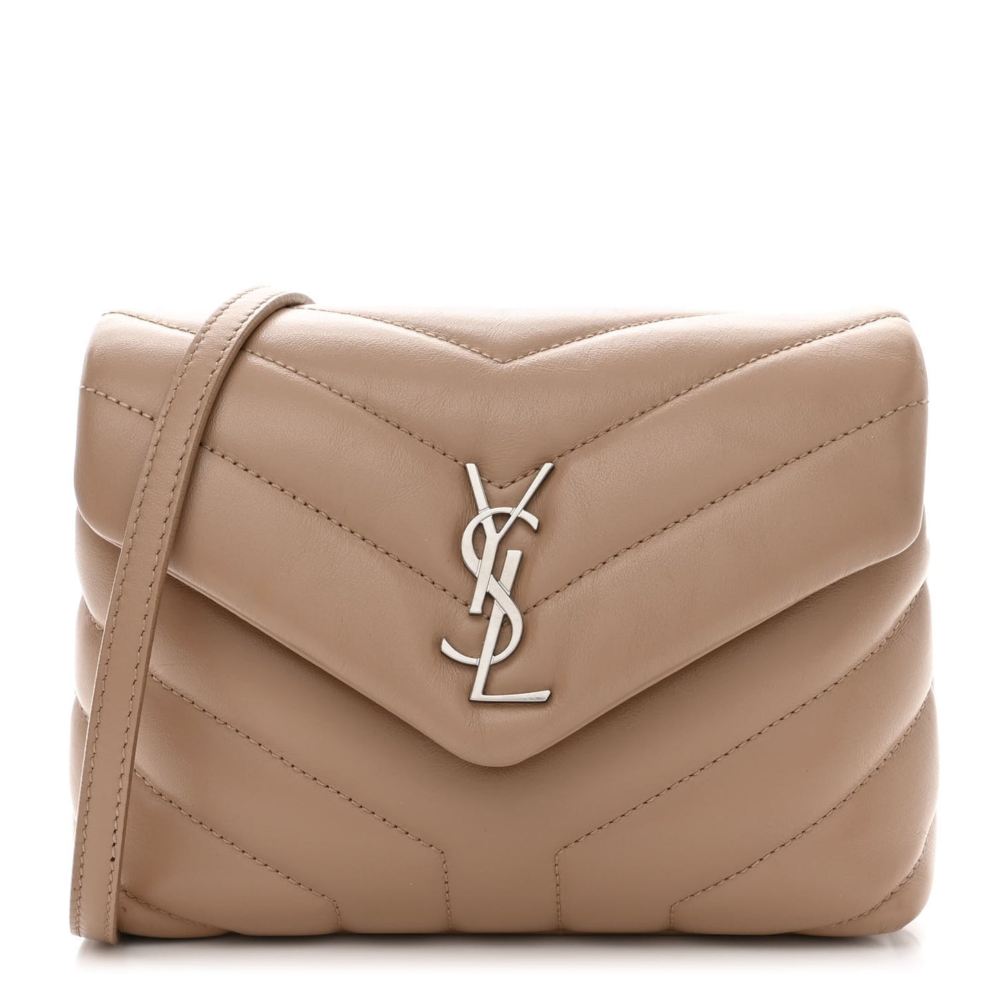 Calfskin Y Quilted Monogram Toy Loulou Crossbody Bag Dark Beige