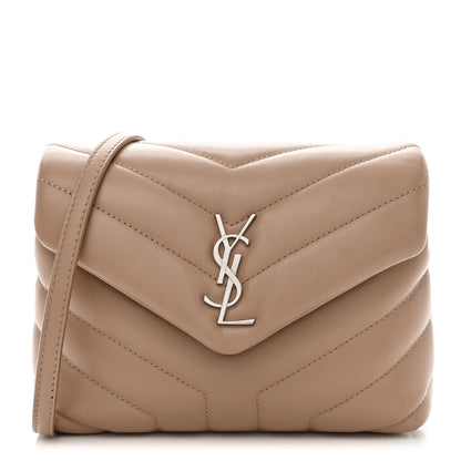 Saint Laurent Calfskin Y Quilted Monogram Toy Loulou Crossbody Bag Dark Beige 1 of 16