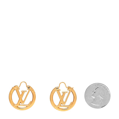 Louis Vuitton Metal Small Louise Hoop Earrings Gold 2 of 4