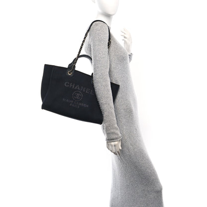 Chanel Mixed Fibers Small Deauville Tote Black 2 of 12