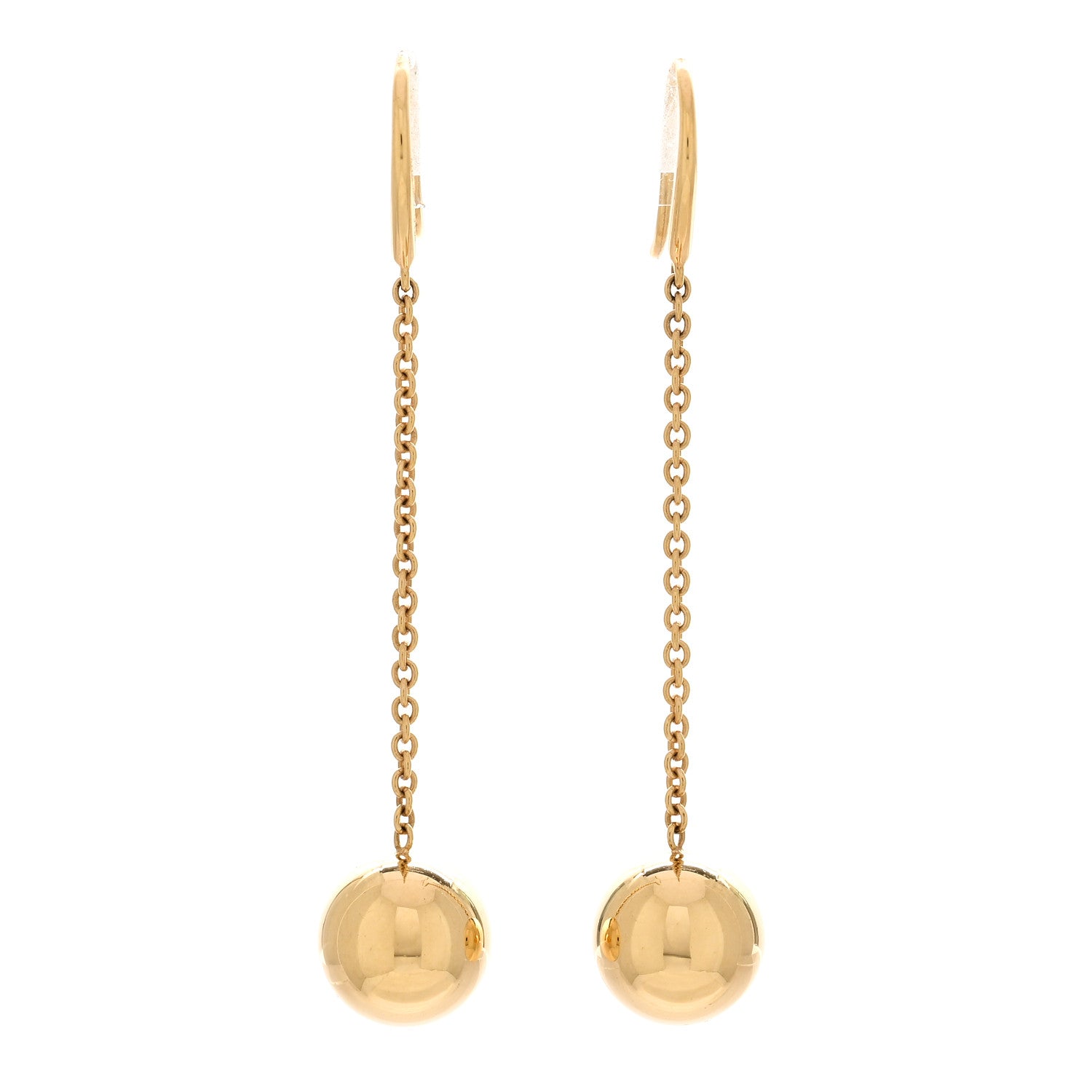 Tiffany 18K Yellow Gold 10mm HardWear Ball Hook Drop Earrings 1 of 5